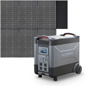 Allpowers - Home Battery Power Station LiFePO4 3600Wh, Voice Control With 600W Solar Panel For Home Backup Outdoor R4000