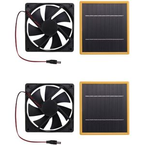 Tlily - 2X 12V 5W Solar Exhaust Fan Air Extractor 5.6Inch Mini Ventilator Solar Panel Powered Fan for Dog Chicken House