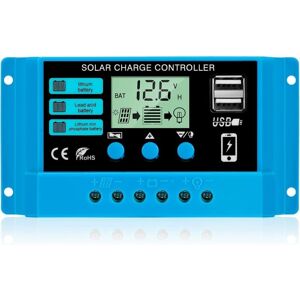 Tinor - 30A 12V/24V Solar Charge Controller Intelligent Solar Panel Charge Regulator with lcd Display and 5V/3A usb Port Suitable for Different Types