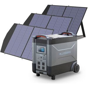 Allpowers - Home Battery Power Station LiFePO4 3600Wh-21600Wh, Voice Control With 3Pcs 100W Solar Panel For Home Backup Outdoor R4000