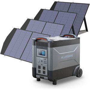 Home Battery Power Station LiFePO4 3600Wh-21600Wh, Voice Control With 3Pcs 100W Solar Panel For Home Backup Outdoor ALLPOWERS R4000