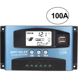 Tinor - mppt 100A Solar Charge Controller, 12V 24V usb Solar Panel Regulator Intelligent Battery Regulator with lcd Display(100A)