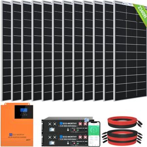 ECO-WORTHY 2400W 48V Solar Panel System Off Grid Solar Power Kit of Home Energy Storage:12pcs 195W Bifacial Solar Panel + 2pcs 48V 100AH Server Rack ECO-WORTHY 2400W 48V Solar Panel System Off Grid Solar Power Kit of Home Energy Storage:12pcs 195W Bifacial Solar Panel + 2pcs 48V 100AH Server Rack