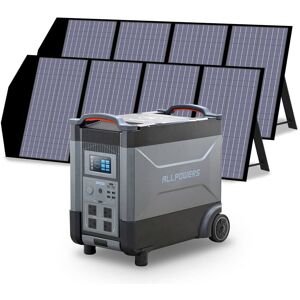 Home Battery Power Station LiFePO4 3600Wh, Voice Control With 2Pcs 140W Solar Panel For Home Backup Outdoor ALLPOWERS R4000 Home Battery Power Station LiFePO4 3600Wh, Voice Control With 2Pcs 140W Solar Panel For Home Backup Outdoor ALLPOWERS R4000