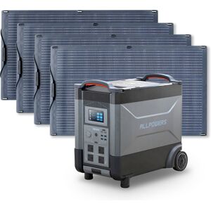 Allpowers - Home Battery Power Station LiFePO4 3600Wh, Voice Control With 4Pcs 100W Flexible Monocrystalline Solar Panel For Home Backup Outdoor R4000 Allpowers - Home Battery Power Station LiFePO4 3600Wh, Voice Control With 4Pcs 100W Flexible Monocrystalline Solar Panel For Home Backup Outdoor R4000