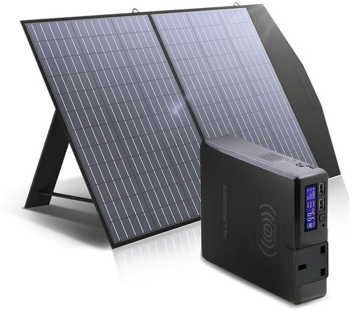 Allpowers - Portable Power Station 154Wh/41600mAh 2x 200W ac Outlets Power Bank Wireless Charging 60W usb-c Solar Generator with 100W Solar Panel for