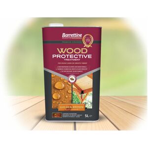 Wood Protective Treatment Paint - Golden Brown - 5L - Golden Brown - Barrettine