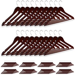 Set of 100 Relaxdays Wooden Coat Hanger Clothes Hangers for Trousers and Shirts, HxWxD: 23 x 44 x 1 cm, Brown