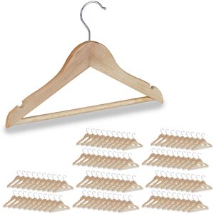 Relaxdays Childrens Coat Hangers, Set of 100, Pants Rail, Shirt, 360 Swivel Hooks, Kids', Girls & Boys, Wooden, Natural