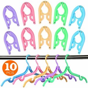 LANGRAY 10Pcs Travel Hangers,Travel Accessories Portable Folding Clothes Hangers Drying Rack for Travel and Home,Non-Slip Coat Hangers