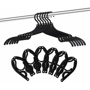 LANGRAY 12 pcs Travel Hangers - Portable Folding Clothes Hangers Travel Accessories Foldable Clothes Drying Rack for Travel (Black)