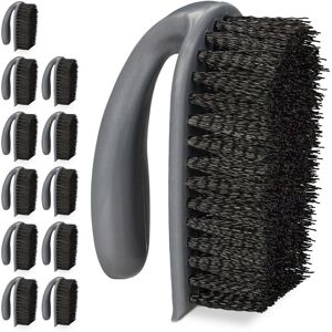 Relaxdays - Scrubbing Brush, Set of 12, Hard Bristle, with Handle, Bathroom, Kitchen, Carpets, Shoe Cleaner, Plastic, Grey