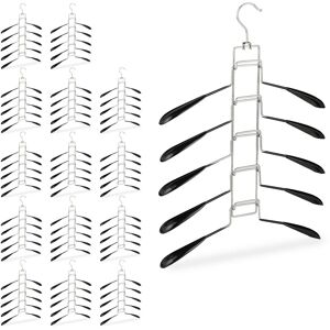 Set of 15 Relaxdays Multi Coat Hangers, 5 Holders per Tier, Compact and Non-Slip Storage, Black