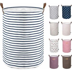 RHAFAYRE 18-inches Large Organize Baskets for Clothes Storage, Drawstring Laundry Baskets, Collapsible Laundry Bag, Folding Large Capacity Laundry Bins (Blue,