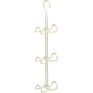 Handbag Storage Rack with 6 Hooks, Space Saving Purse Hanger, Metal Bag Organiser, 39.5 x 8.5 x 4.5 cm, Gold - Relaxdays