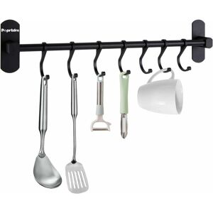 RHAFAYRE Stainless Steel Wall Mount Kitchen Utensil Holder Rack with 6 Hooks Aluminum Wall Mounted Kitchen Bar Wall Mounted Kitchen Utensil Holder