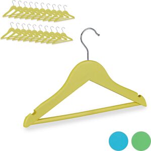 Set of 20 Relaxdays Children's Coat Hangers, 360° Swivel Hooks, Notches, Baby Hangers, Boys & Girls, Wooden, Yellow