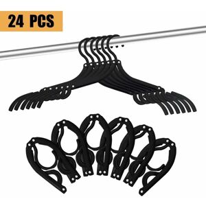 LANGRAY 24 Pcs Travel Hangers - Portable Folding Clothes Hangers Travel Accessories Foldable Clothes Drying Rack for Travel (Black)