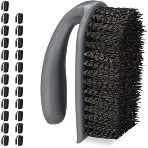 Relaxdays - Scrubbing Brush, Set of 24, Hard Bristle, with Handle, Bathroom, Kitchen, Carpets, Shoe Cleaner, Plastic, Grey