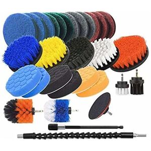 Langray - 31 pieces series Drill Brush Accessories Scouring Pad Set Sponge Electric Clean Tile Scrub Brush Bathroom Kitchen Automotive-A