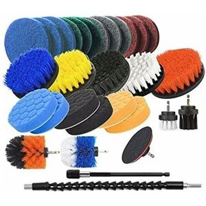 HOOPZI 31 pieces series Drill Brush Accessories Scouring Pad Set Sponge Electric Clean Tile Scrub Brush Bathroom Kitchen Automotive-A