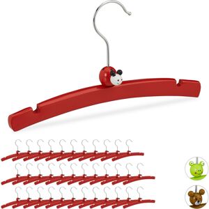 Set of 36 Relaxdays Children's Clothes Hangers, Animal Design, Wooden Holders for Boys and Girls, Baby Wardrobe, Red