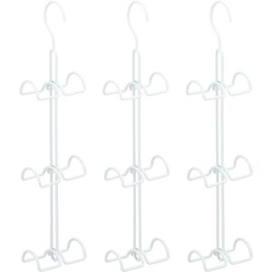 Set of 3 Handbag Storage Racks, 6 Hooks each, Purse Hanger, Bag Organisers, Metal, 39.5 x 8.5 x 4.5 cm, White - Relaxdays