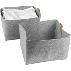 ALWAYSH 4 Pieces Felt Storage Basket 23X26cm, Rectangular Foldable Storage Box, Fabric Basket for Cosmetics, Shoes, Clothes, Toys, Towels, Books (Grey)