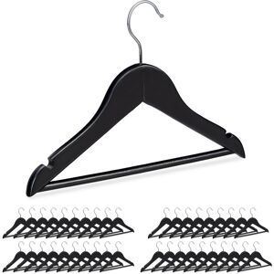 Set of 40 Relaxdays Wooden Kids' Coat Hanger , Pants Holders for Boys & Girls, Swivel Hooks, Pants Rail & Notches, Black