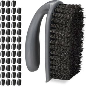 Relaxdays - Scrubbing Brush, Set of 48, Hard Bristle, with Handle, Bathroom, Kitchen, Carpets, Shoe Cleaner, Plastic, Grey