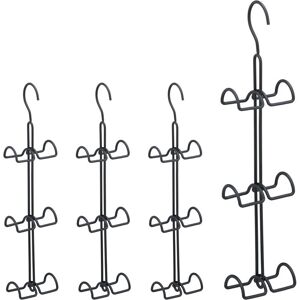 Set of 4 Handbag Storage Racks, 6 Hooks each, Purse Hanger, Bag Organisers, Metal, 39.5 x 8.5 x 4.5 cm, Black - Relaxdays