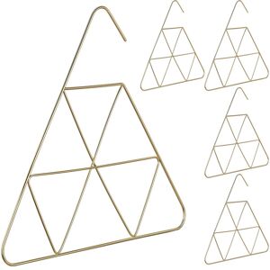 Set of 5 Relaxdays Scarf Hangers, Chic Design, Hanger for Accessories, Belts & Ties, 3mm Thin, Compact, Metal, Gold