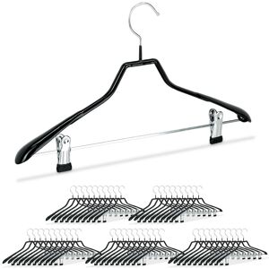 RELAXDAYS Set of 50 Clothes Hangers Set, Coat Hangers for Dresses, Rubbered Metal, Non-Slip, Compact, 42 cm, Black