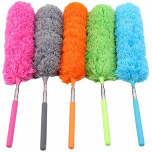 Alwaysh - 5pcs Extendable Duster, Microfiber Cloth, Cleaning Brush, Washable Adjustable Extendable with Telescopic Bar for Windows Furniture Cars