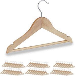 Relaxdays Childrens Coat Hangers, Set of 60, Pants Rail, Shirt, 360 Swivel Hooks, Kids', Girls & Boys, Wooden, Natural