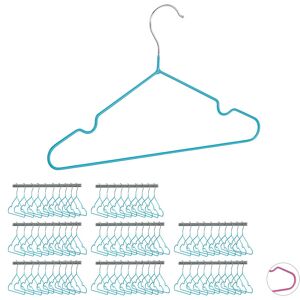 Set of 80 Relaxdays Children's Coat Hangers, Compact Wire Holders, PVC-Coating, 30 cm, Turquoise