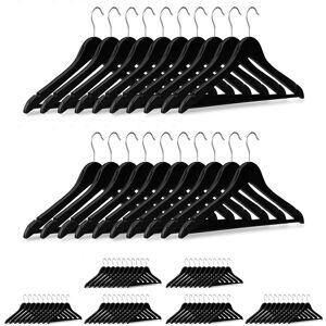 Set of 80 Relaxdays Wooden Coat Hanger Clothes Hangers for Trousers and Shirts, HxWxD: 23 x 44 x 1 cm, Black