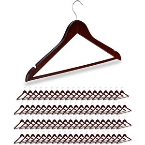 Set of 80 Relaxdays Wooden Coat Hangers, Notches, Pants Rail, 360° Swivel Hooks, 44.5 cm Wide, Brown