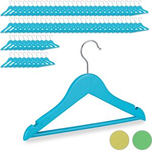 Set of 80 Children's Coat Hangers, 360° Swivel Hooks, Notches, for Baby Clothes, Boys & Girls, Wooden, Blue - Relaxdays