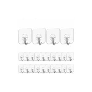 Adhesive Hooks Kitchen Wall Hooks - 24 Pack Nail-Free Sticky Hangers with Stainless Steel Hooks Reusable Bath Ceiling Hooks - transparent - Alwaysh