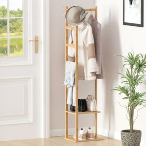 Unho - Bamboo Garment Coat Clothes Stand Rack Hat Shoe Wooden Hanger Holder Shelf Tidy