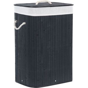 Beliani - Bamboo Storage Laundry Basket Bin Removable Lid Black Komari - Black