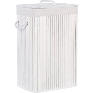 Beliani - Bamboo Storage Laundry Basket Bin Removable Lid White Komari - White