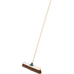 18 Stiff Bassine Broom comes with 60 Wooden Handle - Brown - Cotswold
