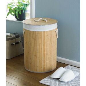 Round Bamboo Laundry Hamper Basket Clothes Storage Organizer With Lid - Multi - Country Club