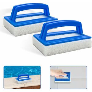 Denuotop - Pool Sponge Brushes, Pool Hand Scrub 14.5 x 8.5cm Hand Brush with Handle, Pool Floor Sponge Brush, Suitable for Spas, Hot Tubs, Aquarium