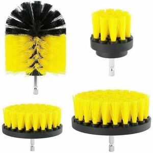 Hoopzi - Drill Brush Attachment Drill Brushes Attachment Scrubber Cleaning Kit for Cleaning Car Shower Tile Wheels Carpet Mortar Cushions 4PCS Yellow