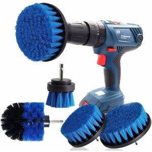 Hoopzi - Drill Brush Attachment Drill Brushes Attachment Scrubber Cleaning Kit for Cleaning Car Shower Tile Wheels Upholstery Mortar Mat 4PCS Blue