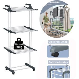 Dayplus - Extra Large 4 Tier Indoor Outdoor Clothes Airer Laundry Dryer Rack Free Standing