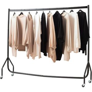 HOUSE OF HOME Heavy Duty Clothes Rail Home Shop Garment Hanging Display Stand Rack 6ft - Black